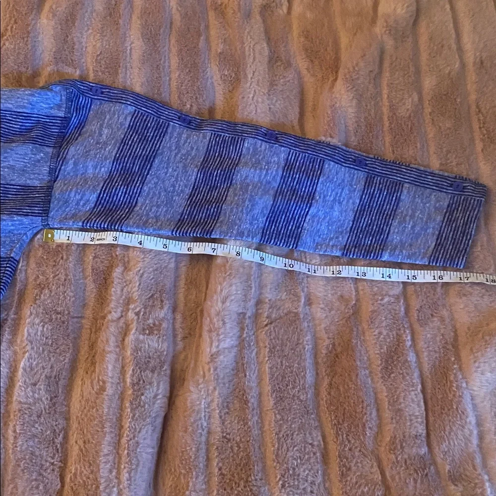 T by Talbots Navy and Heather Blue Striped Knit Top - Picture 5 of 10